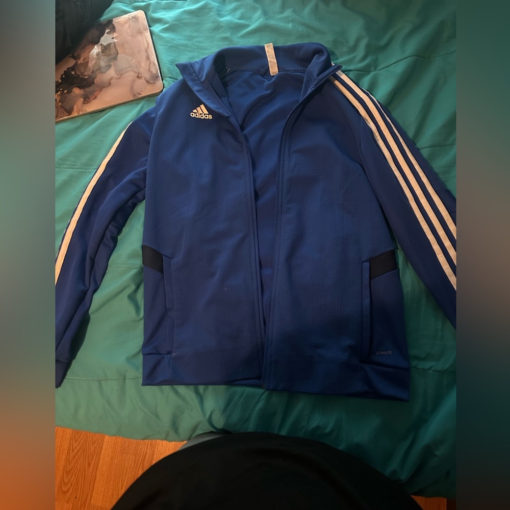 Adidas Blue and White  with Classic Stripes jacket